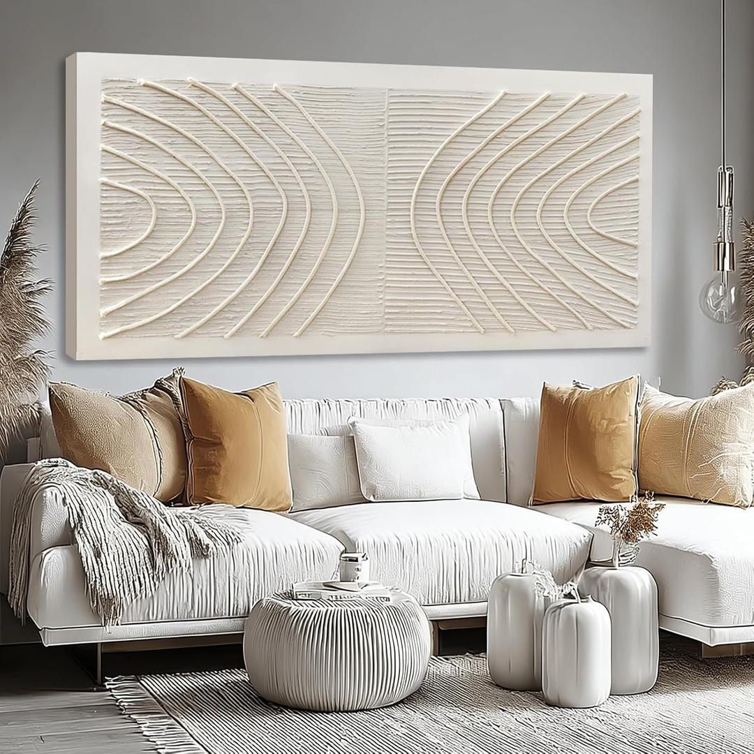 Hue7Art Modern Abstract Grey Canvas Wall Art Featuring Soft Curved Lines, Minimalist Textured Artwork for Living Room Bedroom Office Contemporary Wall Decor 29x58 Inch