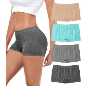 dmuveo Womens Boys Shorts Underwear Seamless Full Coverage Briefs Soft Stretch Boxer Shorts For Women Multipack (S)