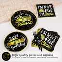 Grencian 96Pcs Classic Car Party Decorations Vintage Car Birthday Plates and Napkins Tableware Sets Old Theme Classic Party Favors for Adult Mens Racing Cars Theme Birthday Supplies Serve 24