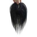 Anemone Human Hair Topper 16g No Clip Magic Paste Hairpiece 7x10cm Full Hook and Loop Skin Base Fringe Bangs for Front Thinning (1B Middle Bangs)