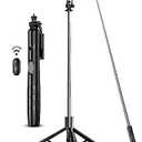 71" Phone Tripod & Selfie Stick, All in One Extendable Cell Phone Tripod with Wireless Remote, Tripods Stand for iPhone & Travel Selfie Stick 360° Rotation Compatible with iPhone Android, Camera