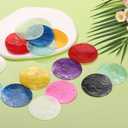 uxcell 50Pcs 50mm Round Capiz Sea Shells, Round Natural Capiz Shells Discs Charm with Hole for Seashell Wind Chimes Curtain Home Decoration, Light Blue