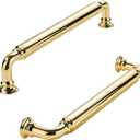 Khtumeware 10-Pack Polished Brass Heavy-Duty Solid Cabinet Pulls, 5 Inch (128mm) Hole Center,Polished Gold Drawer Pulls, Cabinet Hardware, Suitable for Kitchen Cabinets, Bathrooms and Dressers