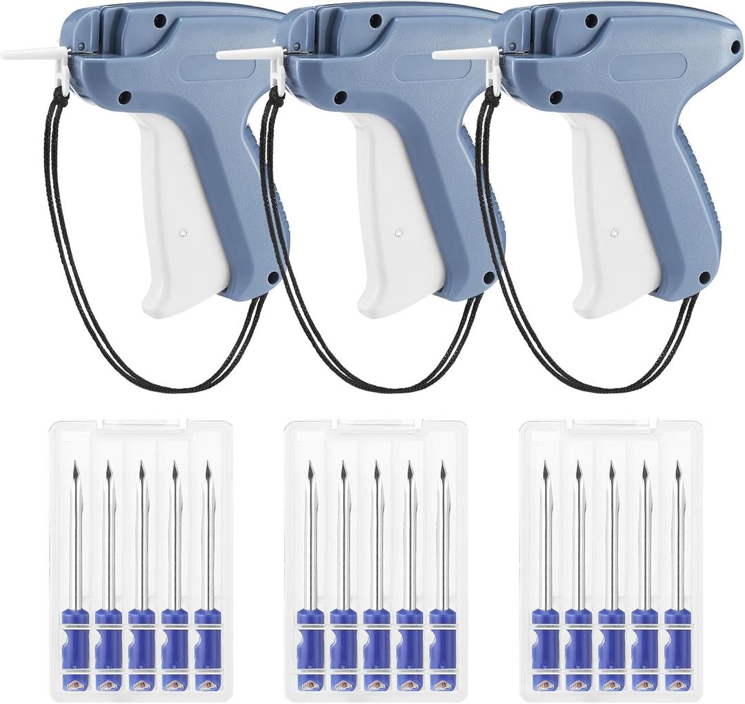 Honoson 3 Pieces Clothes Tagging Applicator Garment Tag Attacher Label Tagging Machine with 15 Pieces Steel Needles for Boutique Store Consignment Garage Yard Sale(Blue)
