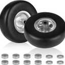 9x3.50-4" Flat Free Lawn Mower Tire and Wheel Smooth Tire with Rim for Commercial and Residential Walk-Behind Lawnmowers, Hand Trucks, Garden Carts | 4" Centered Hub | only fit Bore ID 3/4" 2PCS