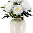 Faux Peony Plant 2FT Tall, Realistic Touch Leaves, Potted Peony Artificial Plants Indoor for Home Decor Small Office Home Living Room-White