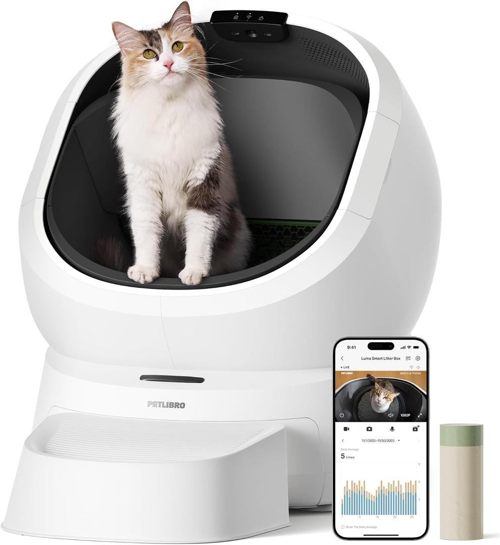 PETLIBRO Luma Automatic Cat Litter Box AI-Camera Waste Analysis, Auto Odor-Control Self Cleaning Cat Litter Box with Multi-Cats Recognition, Smart App Usage Tracking, Safety Sensors and Large Open Top