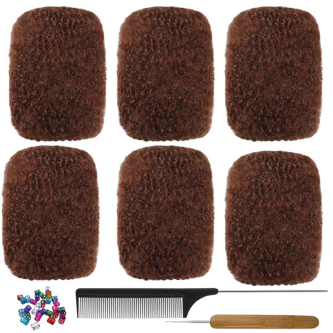 Afro Kinky Curly Hair Afro Kinky 100% Bulk Natural Human Hair Braiding Hair for Dreadlocks, Locs Repair, Dreadlock Extensions, Twists, Braids 180g 8inch (Auburn)