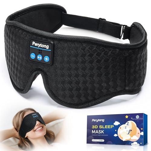 Perytong Sleep Mask with Bluetooth 5.4 Headphones, Wireless Sleep Eye Mask for Side Sleepers, 3D Contoured Comfort & Built-in HD Stereo Earphones, Blackout for Travel (Carbon Black)