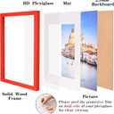 Wyooxoo 20x20 Picture Frame Red Made of Solid Wood Photo Frames Display Pictures 16x16 with Mat or 20x20 Without Mat Colorful Frame For Horizontal Vertical Wall Mounting
