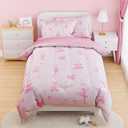 SANDJEST Ballerina Comforter Set Twin Size 68x86in for Kids Girls, Microfiber 3 Pcs Bedding Set Includes 1 Comforter, 1 Pillowcase, 1 Fitted Sheet, Nursery Room Decor