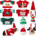 10 Pcs Guinea Pig Clothes, 5 Guinea Pig Costume Outfit, 5 Mini Hat with Adjustable Strap Small Animal Warm Vest Sweater Cozy Hand Knitted Hat for Hamster Bunny(Classic,XXS)