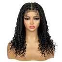 Synthetic Full Lace Knotless Braided Wigs with Curly Ends for Black Women Handmade Braiding Wigs with Baby Hair 16 inches Lace Frontal Braids Wig (1B Color)