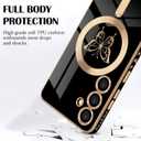 for Samsung Galaxy S24 5G Magnetic Case, Cute Butterfly Luxury Plating Edge Case for Women Girls Men Soft TPU Shockproof Full Camera Protective Cover for Samsung Galaxy S24-Black