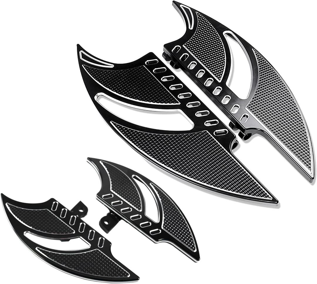 Motorcycle Floorboards Set Driver Passenger Footboards Front Rear Foot Pegs Fit For Harley Touring Road Glide Electra Glide Street Glide Softail Dyna (Black)