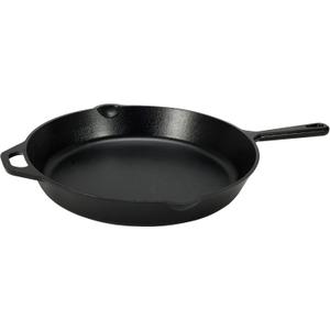 Amazon Basics Pre-Seasoned Cast Iron Skillet, Oven Safe, Even Heating, Heat Distribution, Stove Compatible, Heavy-Duty, 15-Inch, Black