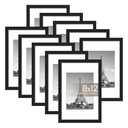 upsimples 8x12 Picture Frame Set of 10, Display Pictures 6x8 with Mat or 8x12 Without, Multi Photo Frames Collage for Wall or Tabletop Display, Black