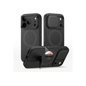 SURITCH for iPhone 17 Pro Max Case with Camera Control Cover, Camera Cover and Adjustable Kickstand, Compatible with MagSafe, Shockproof Bumper Protective Cases 6.9 Inch, Black
