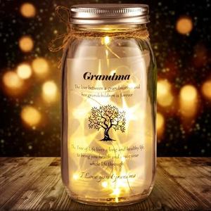 Allaugh Birthday Day Gifts for Grandma: Gifts for Mason Jar Night Light from Granddaughter Grandchildren Grandson Grandkids - Personalized Gifts Ideas for Grandmother