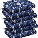 downluxe Outdoor Chair Cushions Set of 6 for Patio Furniture, Water-Resistant Patio Chair Cushions with Ties, High Density Foam Outdoor Seat Cushion, 17" X 16" X 2", Blue Carp