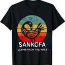 Sankofa Retro Vintage Learn from The Past African Bird T-Shirt (Black, L)