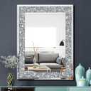 Crystal Crush Diamond Rectangle Silver Mirror for Wall Decoration 24x32inch Wall Hang Frameless Mirror Acrylic Diamond Decor.