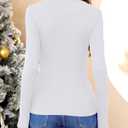 Sexy Cut Out Long Sleeve Tops for Women, Round Neck Ribbed Knit Fitted Tee T-Shirt,Open Chest Design for Going Out Tee (White)