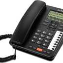 2-Line Corded Telephone Systems for Small Business and House, Desk Phone Only (Black)