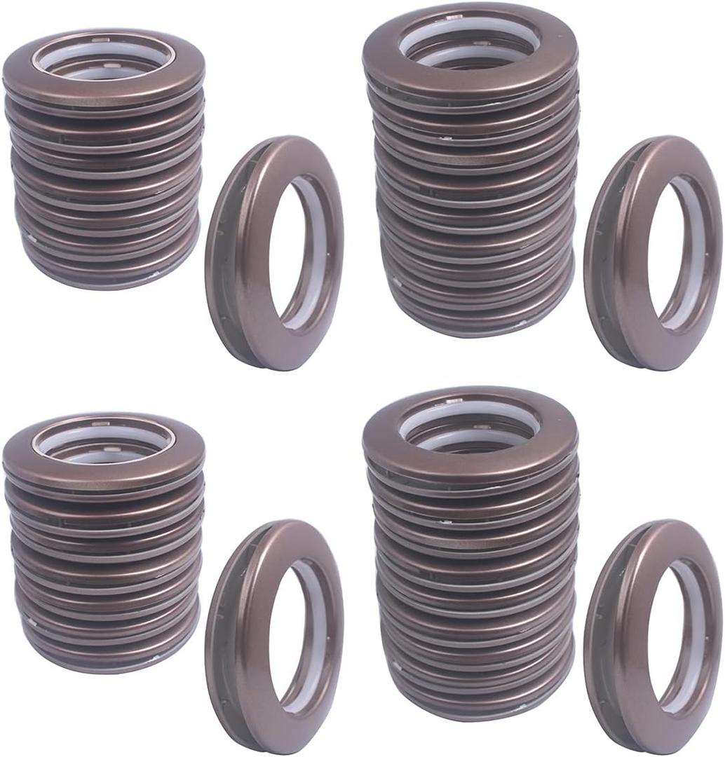 32 Pack Curtain Grommet, Inner Diameter 1-9/16"(40mm) Curtain Eyelet Rings Roman Ring Grommet Curtains Grommets kit for Casement Eyelet Tool Accessory (Coffee)