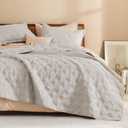 Litanika King Size Quilt Bedding Set, Linen Summer Lightweight Soft Comforter Bedspreads & Coverlets, Boho Farmhouse Bedding Cover Bed Decor All Season, 3 Pieces (1 Quilt, 2 Pillowcases)