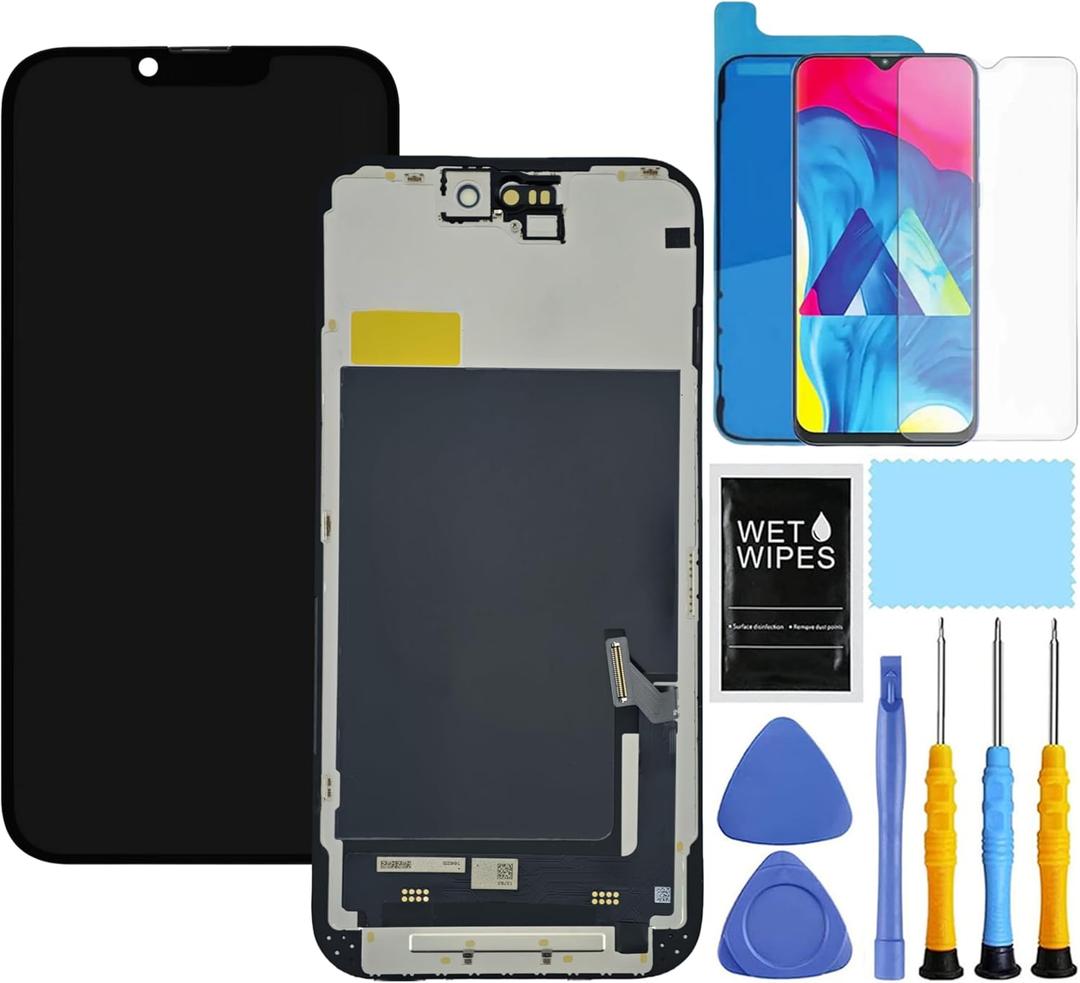 for iPhone 15 Screen Replacement for iPhone 15 Screen Replacement kit for iPhone 15 LCD Display digitizer A2846 A3089 A3092 A3090 Touch Screen Assembly with Repair Tools 6.1 inch, Black