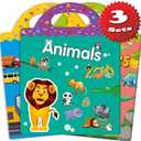 Reusable Sticker Books for Toddlers Kids Age 3+, Toddler Toys,  Sets Sticker Books Learning Activities, Kids Learning Toys, Travel Toys Gifts - Animals, Dinosaurs and Vehicles 2 Packs