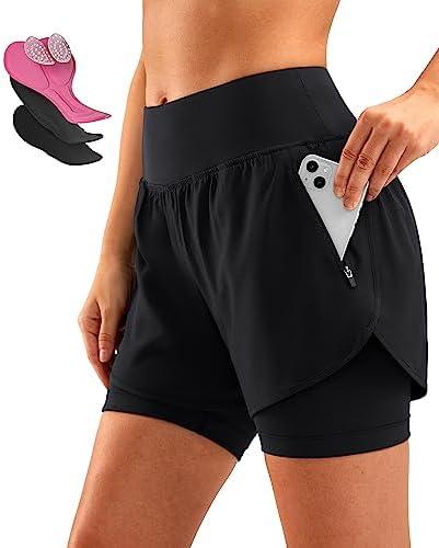 Bikewa Women's Mountain Bike Shorts 4D Padded Cycling Riding Biking Bicycle Biker Cycle Shorts for Women Zipper Pockets S