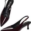 GENSHUO Kitten Heel Slingback Closed Pointed Toe Low Heels Pumps Women 2 Inch Short Strap Dressy Comfortable Wedding Dating Work Shoes, Size: 9