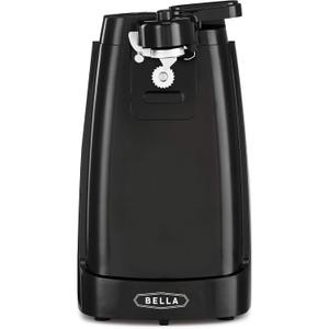 bella Electric Can Opener and Knife Sharpener, Removable Cutting Lever, Cord Storage, Stainless Steel Blade, Black