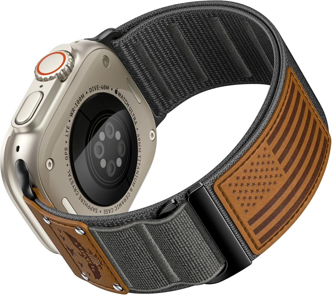 WJK Rugged Nylon Sport Band Compatible with Apple Watch Bands for Men 42mm 44mm 45mm 46mm 49mm,Soft Woven Leather Stars-Stripes Flag Strap for iWatch Series 11 10 SE Ultra 9 8 7 6 5 4 3 2 1 WJK Rugged Nylon Sport Band Compatible with Apple Watch Bands for Men 42mm 44mm 45mm 46mm 49mm,Soft Woven Leather Stars-Stripes Flag Strap for iWatch Series 11 10 SE Ultra 9 8 7 6 5 4 3 2 1