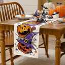 Halloween Pumpkin Spooky Table Runner Witch Hat Spider Webs Burlap Table Runners, Autumn Seasonal Coffee Table Center Decor for Home Kitchen Dining Party Indoor Outdoor 13x90 Inch