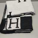 Letter H Sofa Cover Blanket Plaid Soft Warm and Comfortable air Conditioning Blanket Travel Essentials Ladies Gift Bed Sofa Sheets Quilt Size 50x70 inches. (Black)