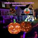 Halloween Decorations Outside Lighted Pumpkin - HOYECHI Outdoor Halloween Decor 2 Pumpkins 1.5FT, Light Up Pumpkin with 62 Led Lights, Ground Stakes, for Front Yard Porch Gardens Lawns Party, Black/Orange