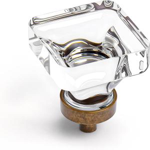 coolnews 8 Pack Vintage Antique Brass Cabinet Knobs, Clear Crystal Drawer Knobs for Kitchen Bedroom Bathroom, Old Style Glass Knobs and Pulls for Cabinets Closet Furniture, Antique Bronze