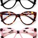 JOSCHOO Reading Glasses for Women 3 Pack Blue Light Blocking Fashion Readers with Spring Hinge Computer Eyeglasses