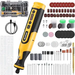 Cordless Rotary Tool Kit, 28000RPM 5-Speed Rotary Tool with 170 Accessories & Rechargeable Battery & LED Lights for DIY Crafts Sanding Polishing Engraving