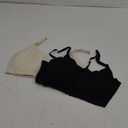Omisy 2 Pieces V Neck Padded Bralette Cami Bra Wireless Tank Top Sports Bra with Adjustable Straps- Black, White, L