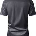 J.VER Mens Short Sleeve Dress Shirts Solid Wrinkle Free Casual Button Down Shirt with Pocket (Black, XXXL)