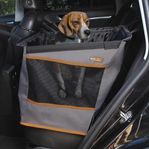 K&H Pet Products Buckle N Go Dog Car Seat for Medium Dogs, Waterproof Fabric, Breathable Mesh Sides, Adjustable Seat Belt Leash, Carseat for Small to Medium Pets, Car Seat Cover - 21 X 13 X 19in (Gray)