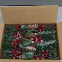 10 Pack Artificial Pine Branches Fake Greenery Pine Picks Artificial Red Berry Stems Christmas Pine Needles for Garland Wreath Christmas and Home Garden Decor