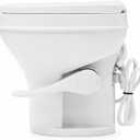 SEAFLO RV Toilet with Sprayer Attachment - White, 18.4 Residential Height, Gravity Flush Foot Pedal Camper Toilet Soft Close Seat Elongated Bowl Motorhome,SFRTPH-01-02