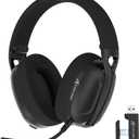 ZIYOU LANG L80 Wireless Gaming Headset Ultralight Over Ear with 2.4Ghz USB C&A Dongle/Bluetooth 5.3/3.5mm Wired Detachable Mic Stereo Sound 600mAh Battery for PC Mac PS4 PS5 Switch Win Gamer(Black)