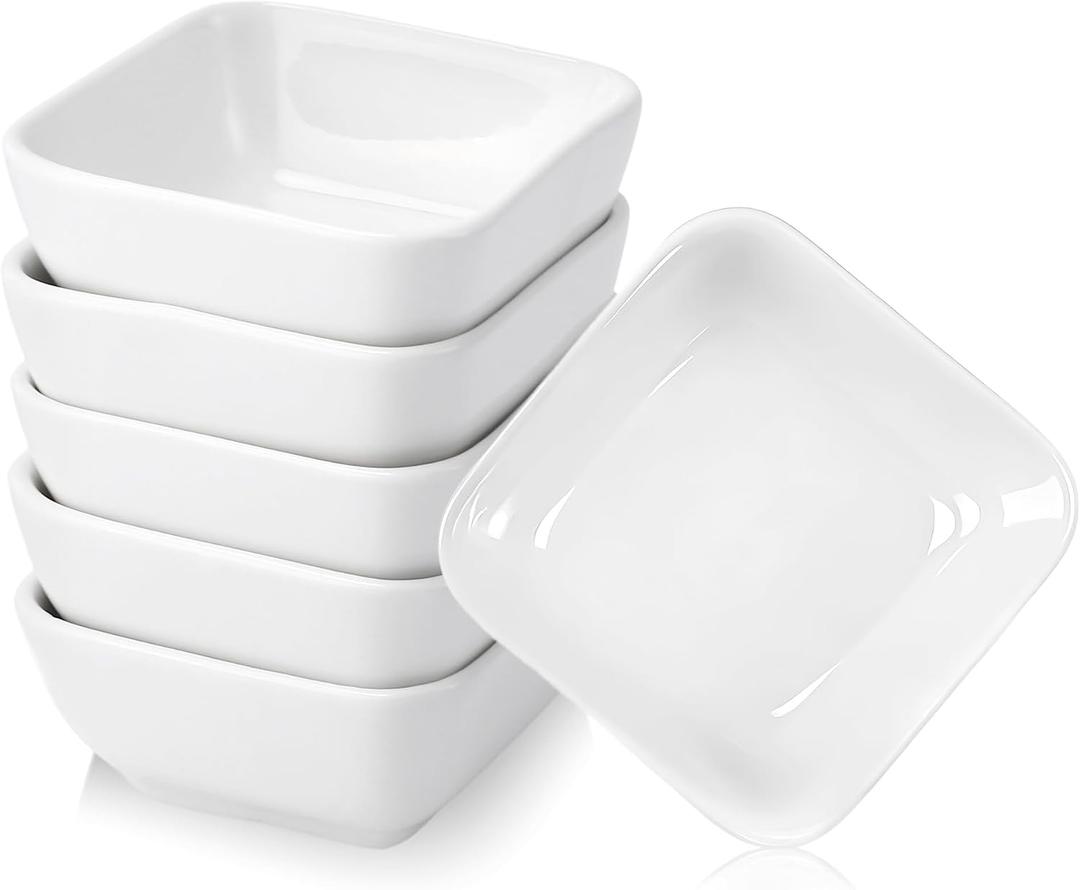 6 Pack Ceramic Dip Bowls, 3 Oz Small Dipping Bowl, White Ceramic Dip Bowls Set, Porcelain Dipping Sauce Bowl, Soy Sauce Dishes for Soy Condiment BBQ Ketchup Sushi