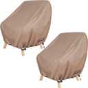 ULTCOVER Waterproof Patio Chair Cover 2 Pack  Outdoor Lounge Deep Seat Single Lawn Chair Cover Fits Up to 38W x 34D x 34H inches (Brown)